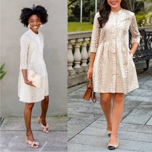 Tuckernuck Antelope Cream Patterned Button-Front A-Line Dress size XS